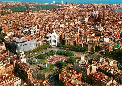 AK / Ansichtskarte Barcelona_Cataluna Plaza de Cataluna Fliegeraufnahme Barcelona Cataluna