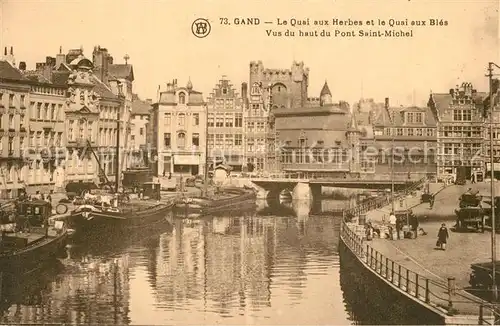 AK / Ansichtskarte Gand_Belgien Quai aux Herbes et Quai aux Bles vus du Pont Saint Michel Gand Belgien