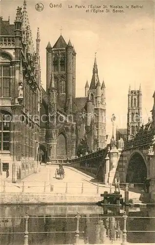 AK / Ansichtskarte Gand_Belgien La Poste Eglise Saint Nicolas le Beffroi Eglise Saint Bavon Serie 3 No 52 Gand Belgien