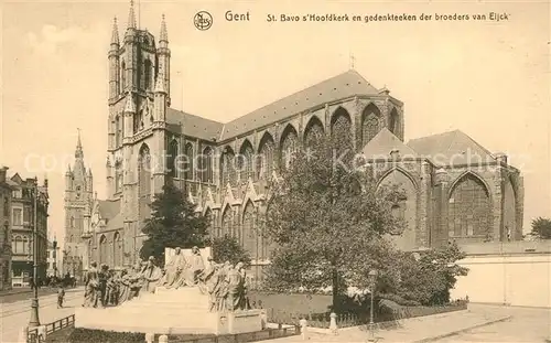 AK / Ansichtskarte Gent_Gand_Flandre St Bavo s Hoofdkerk en gedenkteeken der broeders van Eijck Kirche Denkmal Gent_Gand_Flandre