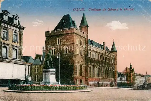 AK / Ansichtskarte Gand_Belgien Chateau de Gerard le Diable Monument Statue Gand Belgien