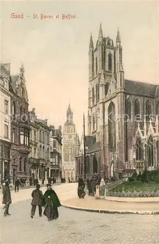 AK / Ansichtskarte Gand_Belgien Cathedrale Saint Bavon et Beffroi Gand Belgien