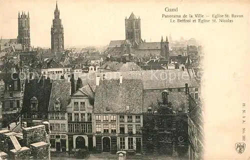 AK / Ansichtskarte Gand_Belgien Panorama de la Ville Eglise Saint Bavon le Beffroi Eglise Saint Nicolas Gand Belgien