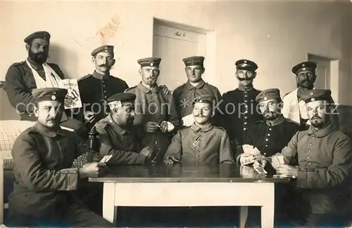 AK / Ansichtskarte Militaria_Deutschland_WK1 Lazarett Achern Kartenspiel 
