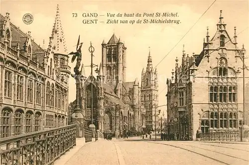 AK / Ansichtskarte Gand_Belgien Cathedrale vue du haut du Pont Saint Michel Gand Belgien