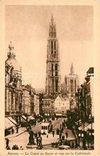 AK / Ansichtskarte Anvers_Antwerpen Canal au Sucre vue sur la Cathedrale Anvers Antwerpen