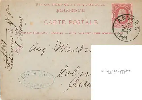 AK / Ansichtskarte Anvers_Antwerpen Correspondence Union Postale Universelle Anvers Antwerpen