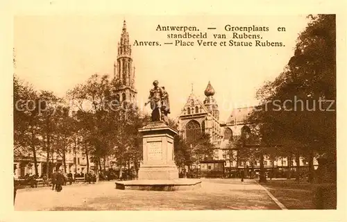 AK / Ansichtskarte Anvers_Antwerpen Place Verte et Statue Rubens Monument Anvers Antwerpen