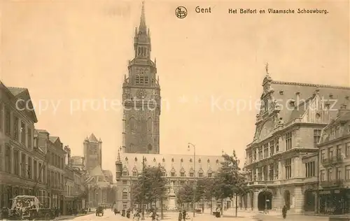 AK / Ansichtskarte Gent_Gand_Flandre Belfort en Vlaamsche Schouwburg Gent_Gand_Flandre