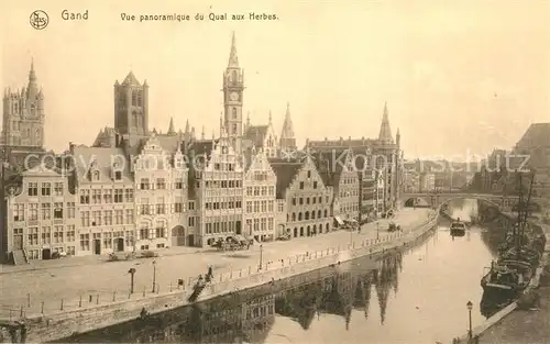 AK / Ansichtskarte Gand_Belgien Vue panoramique du Quai aux Herbes Gand Belgien