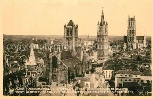 AK / Ansichtskarte Gand_Belgien Panorama de la ville Eglise Saint Nicolas le Beffroi Eglise Saint Bavon Gand Belgien