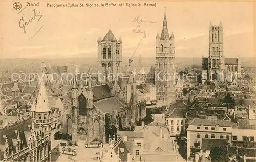 AK / Ansichtskarte Gand_Belgien Panorama de la ville Eglise Saint Nicolas le Beffroi Eglise Saint Bavon Gand Belgien