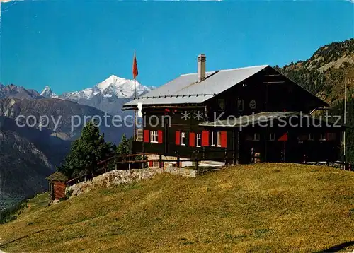 AK / Ansichtskarte Riederalp Naturfreundehaus Lueg ins Land mit Golmenegg Riederalp