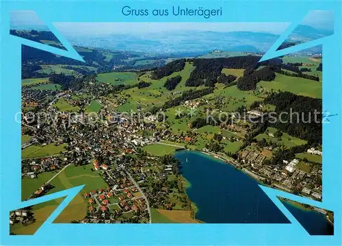 AK / Ansichtskarte Unteraegeri Fliegeraufnahme mit Aegerisee Unteraegeri