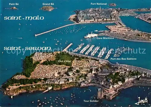 AK / Ansichtskarte Saint Servan_Ille et Vilaine La cite dAlet le port en eau profonde et St Malo Vue aerienne Saint Servan