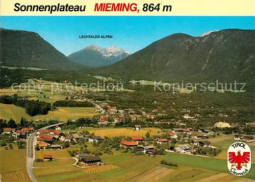 AK / Ansichtskarte Mieming_Barwies Fliegeraufnahme mit Holzleitensattel Schwimmbad Lechtaler Alpen Mieming Barwies