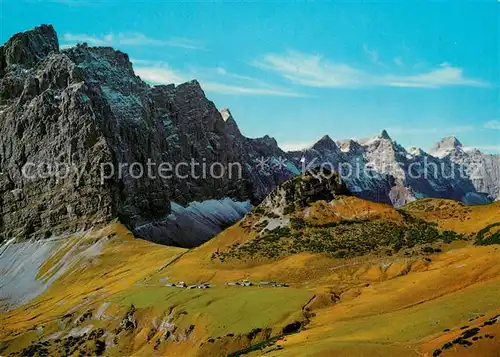 AK / Ansichtskarte Hinterriss_Tirol Alpencafe Eng Laliderer Waende Hohljoch mit Teufeskopf Fliegeraufnahme Hinterriss Tirol