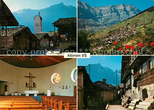 AK / Ansichtskarte Albinen_VS Berghotel Alpinen Panorama Kirche Inneres Dorfmotiv Albinen_VS