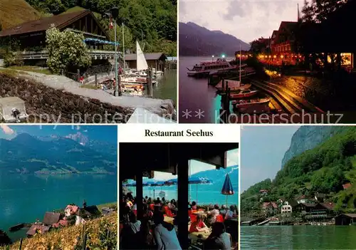 AK / Ansichtskarte Quinten_Sarganserland Restaurant Seehus Terrasse Anleger Quinten_Sarganserland