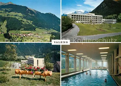 AK / Ansichtskarte Valens Panorama Baederklinik Valens Hallenbad Brunnentrog Valens