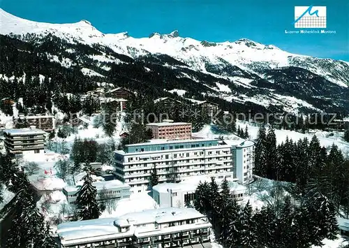 AK / Ansichtskarte Montana Vermala Luzerner Hoehenklinik Montana Fliegeraufnahme Montana Vermala