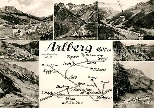 AK / Ansichtskarte Arlberg mit Lech Zuers Langen St Christoph St Anton Flexenstrasse  Arlberg