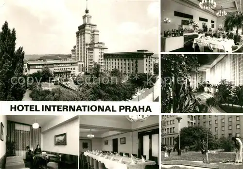 AK / Ansichtskarte Praha_Prahy_Prague Hotel Intenational Gastraeume Speisesaal Minigolf Praha_Prahy_Prague