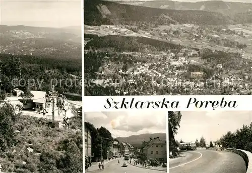 AK / Ansichtskarte Szklarska_Poreba Stacja przesiadkowa Widok ogolny Ulica Jednasci Narodu Zakret Smierci Szklarska_Poreba