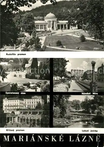 AK / Ansichtskarte Marianske_Lazne Rudolfuv pramen Namesti Miru Krizovy Labuti jezirke Marianske_Lazne