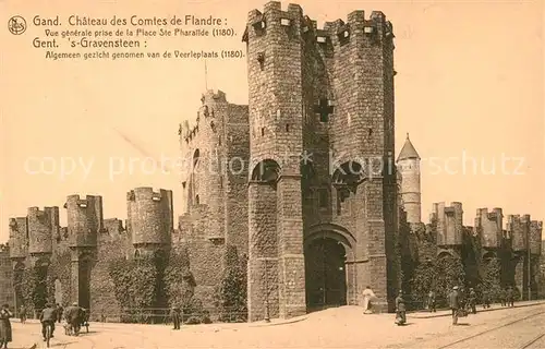 AK / Ansichtskarte Gand_Belgien Chateau des Comtes de Flandre vue prise de la Place Sainte Pharailde Gand Belgien