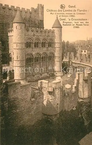 AK / Ansichtskarte Gand_Belgien Chateau des Comtes de Flandre Maison du Chatelain et Donjon Gand Belgien