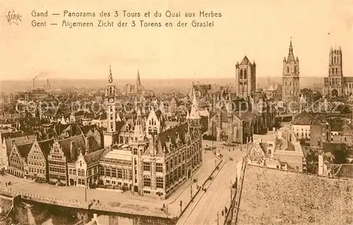 AK / Ansichtskarte Gand_Belgien Panorama des 3 Tours et du Quai aux Herbes Gand Belgien