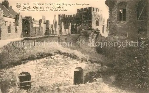AK / Ansichtskarte Gand_Belgien Chateau des Comtes de Flandre Ecurie Chemin de ronde Chatelet d entree Gand Belgien