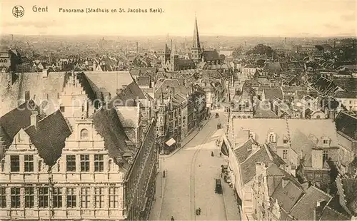 AK / Ansichtskarte Gent_Gand_Flandre Panorama Stadhuis en St Jacobus Kerk Gent_Gand_Flandre