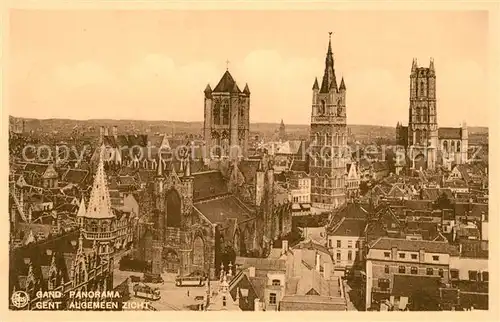 AK / Ansichtskarte Gent_Gand_Flandre Panorama de la ville Cathedrale Eglise Gent_Gand_Flandre