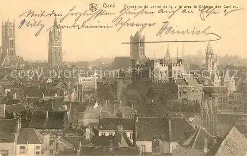AK / Ansichtskarte Gand_Belgien Panorama du centre de la ville Chateau des Comtes Cathedrale Eglise Beffroi Gand Belgien