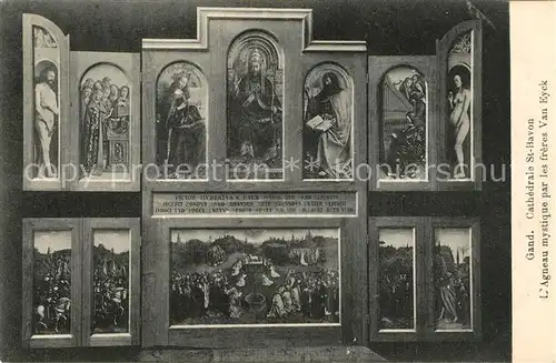 AK / Ansichtskarte Gand_Belgien Cathedrale Saint Bavon Agneau mystique par les freres Van Eyck Gand Belgien