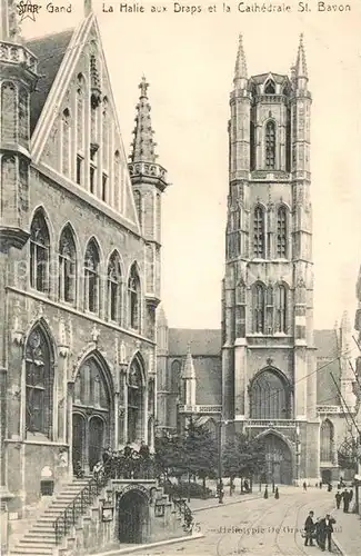 AK / Ansichtskarte Gand_Belgien La Halle aux Draps et Cathedrale Saint Bavon Gand Belgien