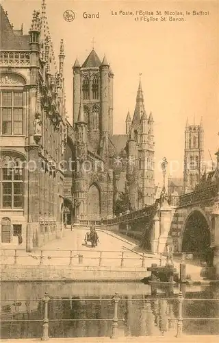 AK / Ansichtskarte Gand_Belgien La Poste Eglise Saint Nicolas le Beffroi Cathedrale Saint Bavon Serie 3 No 52 Gand Belgien