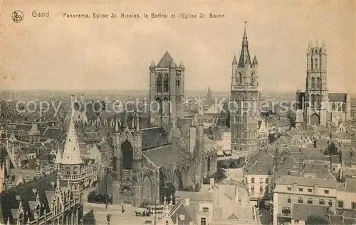 AK / Ansichtskarte Gand_Belgien Panorama Eglise Saint Nicolas le Beffroi Cathedrale Saint Bavon Gand Belgien