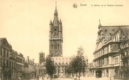 AK / Ansichtskarte Gand_Belgien Le Beffroi et le Theatre flamand Glockenturm Theater Serie 3 No 22 Gand Belgien