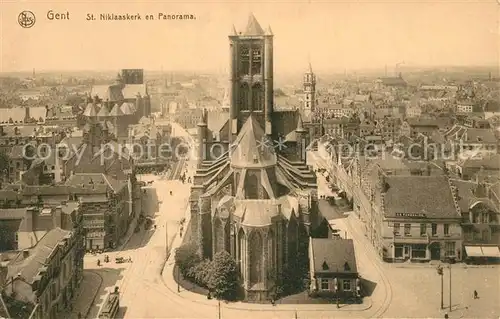 AK / Ansichtskarte Gent_Gand_Flandre St Niklaaskerk en panorama Gent_Gand_Flandre