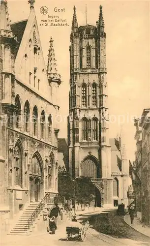 AK / Ansichtskarte Gent_Gand_Flandre Ingang van het Belfort en St Baaskerk Gent_Gand_Flandre