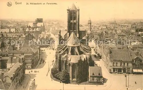 AK / Ansichtskarte Gent_Gand_Flandre St Niklaaskerk en panorama Gent_Gand_Flandre