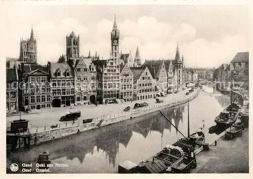 AK / Ansichtskarte Gand_Belgien Quai aux Herbes Bateaux Gand Belgien