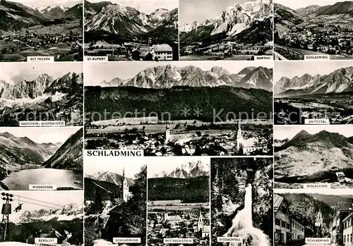 AK / Ansichtskarte Schladming_Obersteiermark Tauern St Rupert Ramsau Dachsten Panorama Untertal Berglift Rissachfall Rissachsee Schladming_Obersteiermark