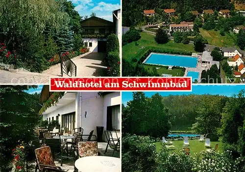 AK / Ansichtskarte Holzhausen_Huenstein Waldhotel am Schwimmbad Terrasse Liegewiese Holzhausen_Huenstein