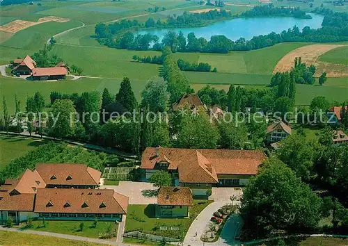 AK / Ansichtskarte Gerzensee Study Center Foundation of Swiss National Bank Fliegeraufnahme Gerzensee