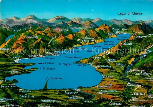 AK / Ansichtskarte Lago_di_Garda Gardasee und Umgebung mit Alpen aus der Vogelperspektive Lago_di_Garda
