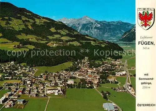 AK / Ansichtskarte Fuegen Fliegeraufnahme mit Sonnwendgebirge Fuegen